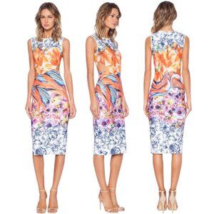 Clover Canyon Birds of a Feather Cut-Out Waist Midi Dress Size Small